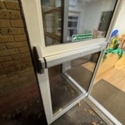 Axim-Panic-Bar-Replacement-for-Schools-&-Nurseries-in-Essex Fire exit door panic bar replacement by Windoor Maintenance Ltd at schools and nurseries in Wickford and Benfleet, Essex.